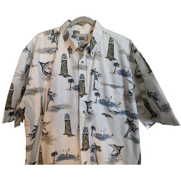 Michael Austin Rugged Wear Lighthouse Print Shirt Size XXL 100% Cotton Coastal - Picture 11 of 13
